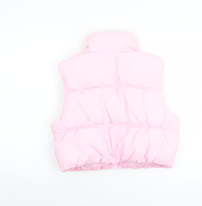 H&M Divided Womens Pink Puffer Waistcoat S Sleeveless Quilted Gilet