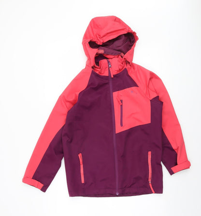 Hi Gear Girls Pink Colourblock Waterproof Hooded Rain Jacket 9-10 Years