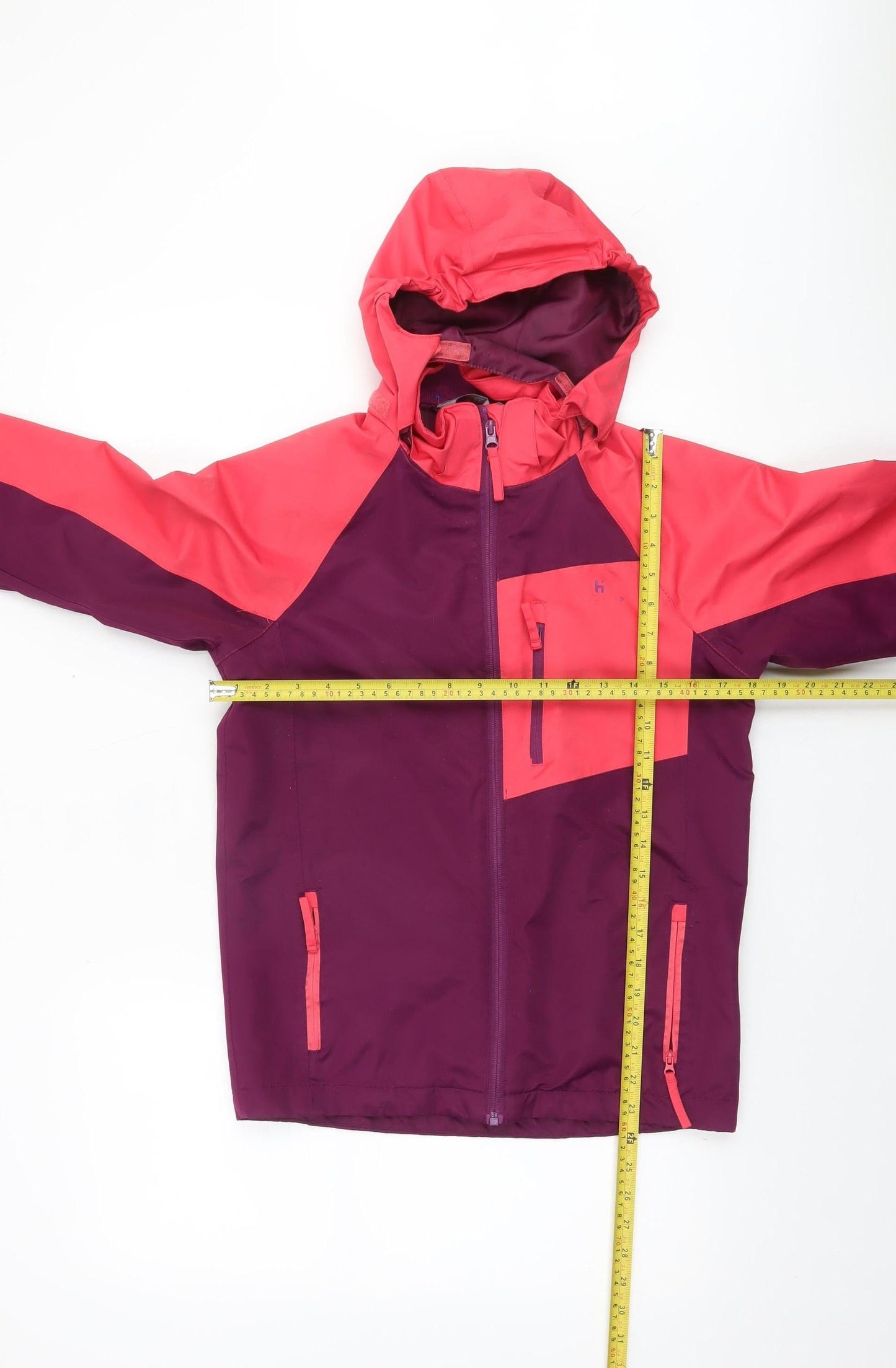 Hi Gear Girls Pink Colourblock Waterproof Hooded Rain Jacket 9-10 Years