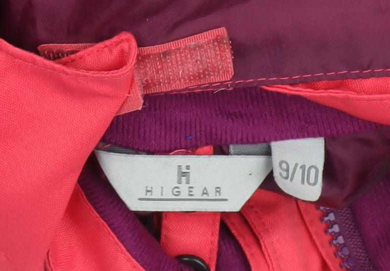 Hi Gear Girls Pink Colourblock Waterproof Hooded Rain Jacket 9-10 Years