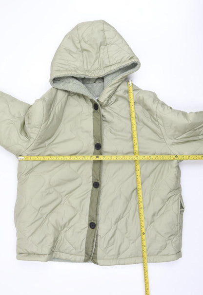ASOS DESIGN Women’s Green Puffer Jacket UK 14 Hooded Quilted Winter Coat