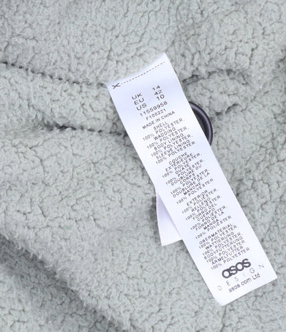 ASOS DESIGN Women’s Green Puffer Jacket UK 14 Hooded Quilted Winter Coat