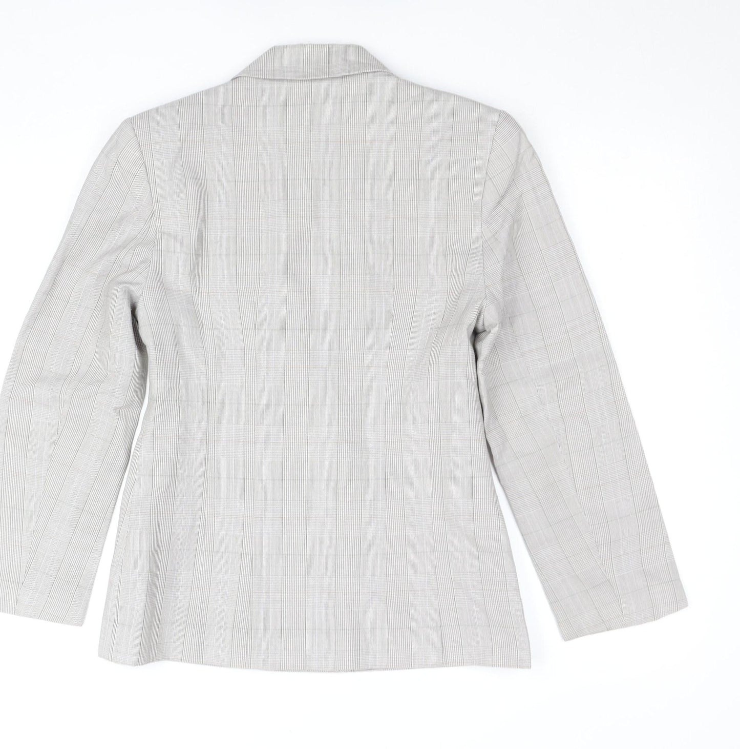 St Michael Womens Beige Checked Double-Breasted Blazer Size 10