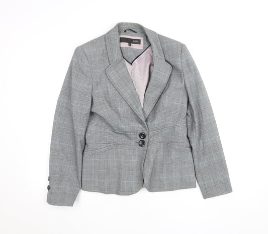 Next Petite Grey Check Single Breasted Blazer Size 12