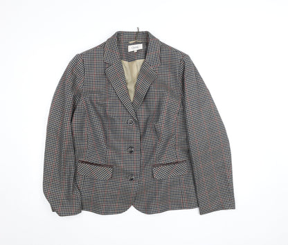 Marks & Spencer Women’s Grey Check Classic Blazer Size 20 Wool Blend