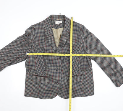 Marks & Spencer Women’s Grey Check Classic Blazer Size 20 Wool Blend
