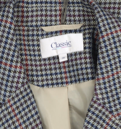 Marks & Spencer Women’s Grey Check Classic Blazer Size 20 Wool Blend
