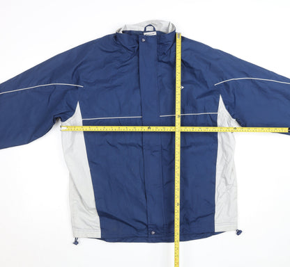Dunlop Men's Blue and Grey Windbreaker Jacket Size L Polyester Waterproof