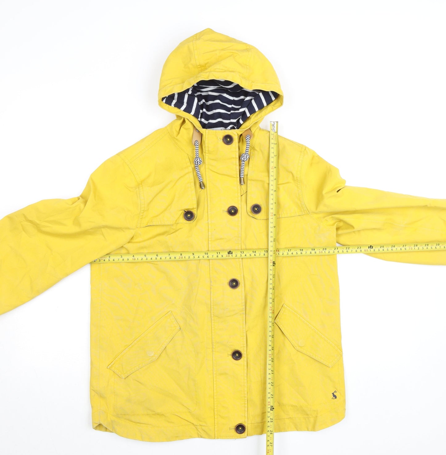 Joules Women Yellow Waterproof Hooded Rain Coat Jacket Size 12
