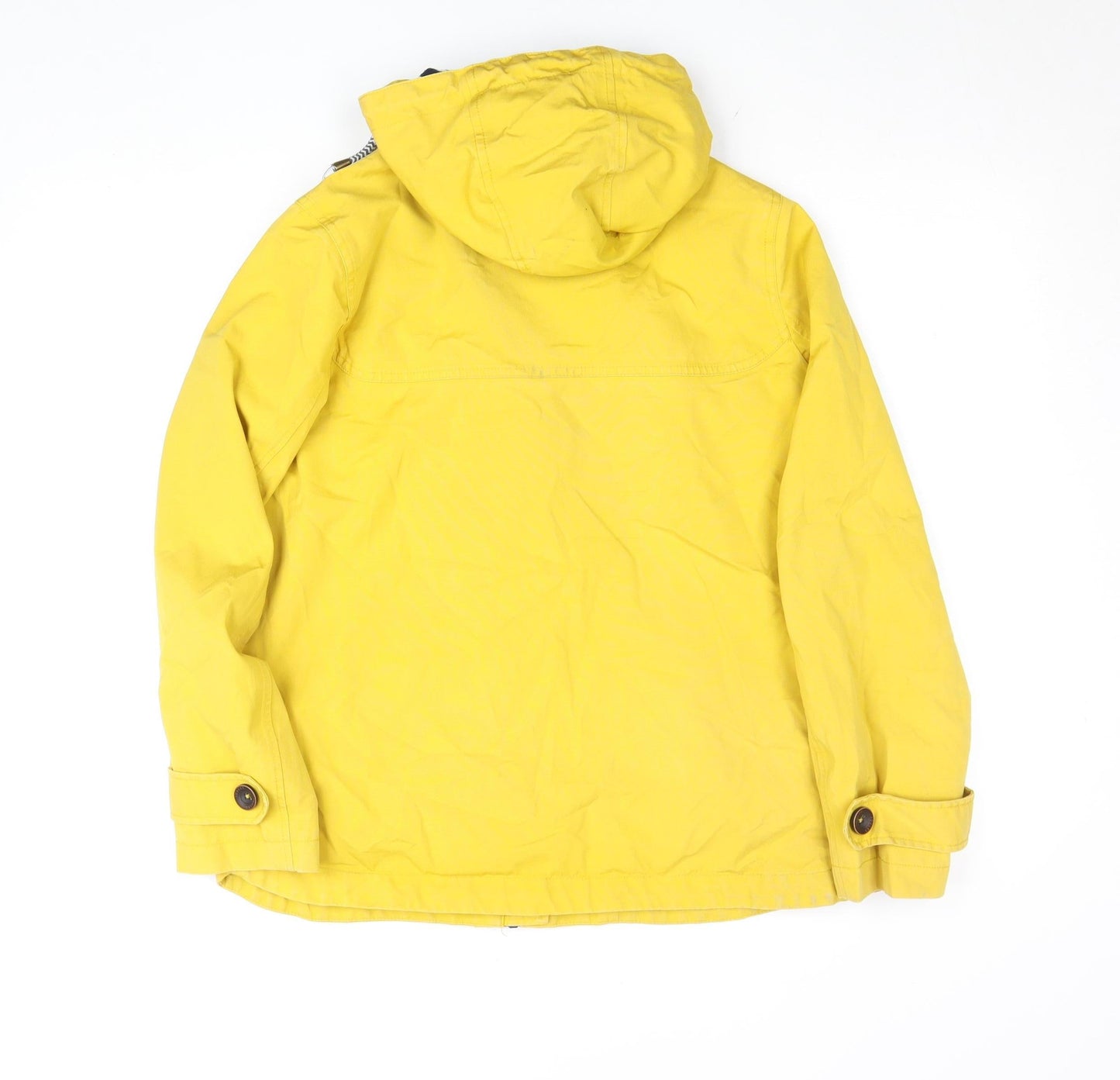 Joules Women Yellow Waterproof Hooded Rain Coat Jacket Size 12