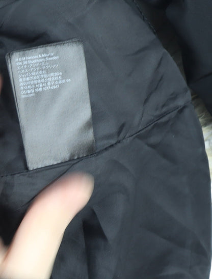 H&M Divided Women's Black Faux Fur Hooded Puffer Jacket Size 12