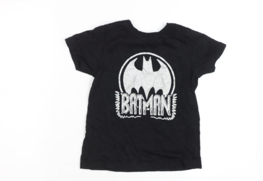 Primark Boys Black Batman Graphic Short Sleeve Cotton T-Shirt 4-5 Years