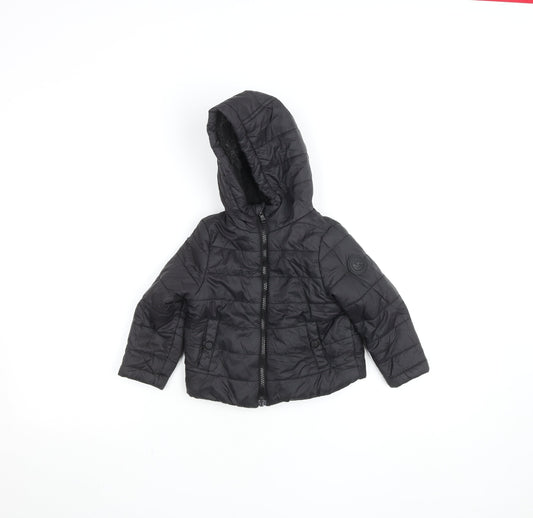 Michael Kors Black Unisex Baby Puffer Jacket 2T Hooded Quilted Winter Coat
