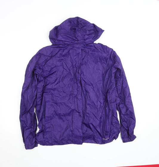 Gelert Womens Purple Lightweight Waterproof Hooded Rain Jacket Size 12