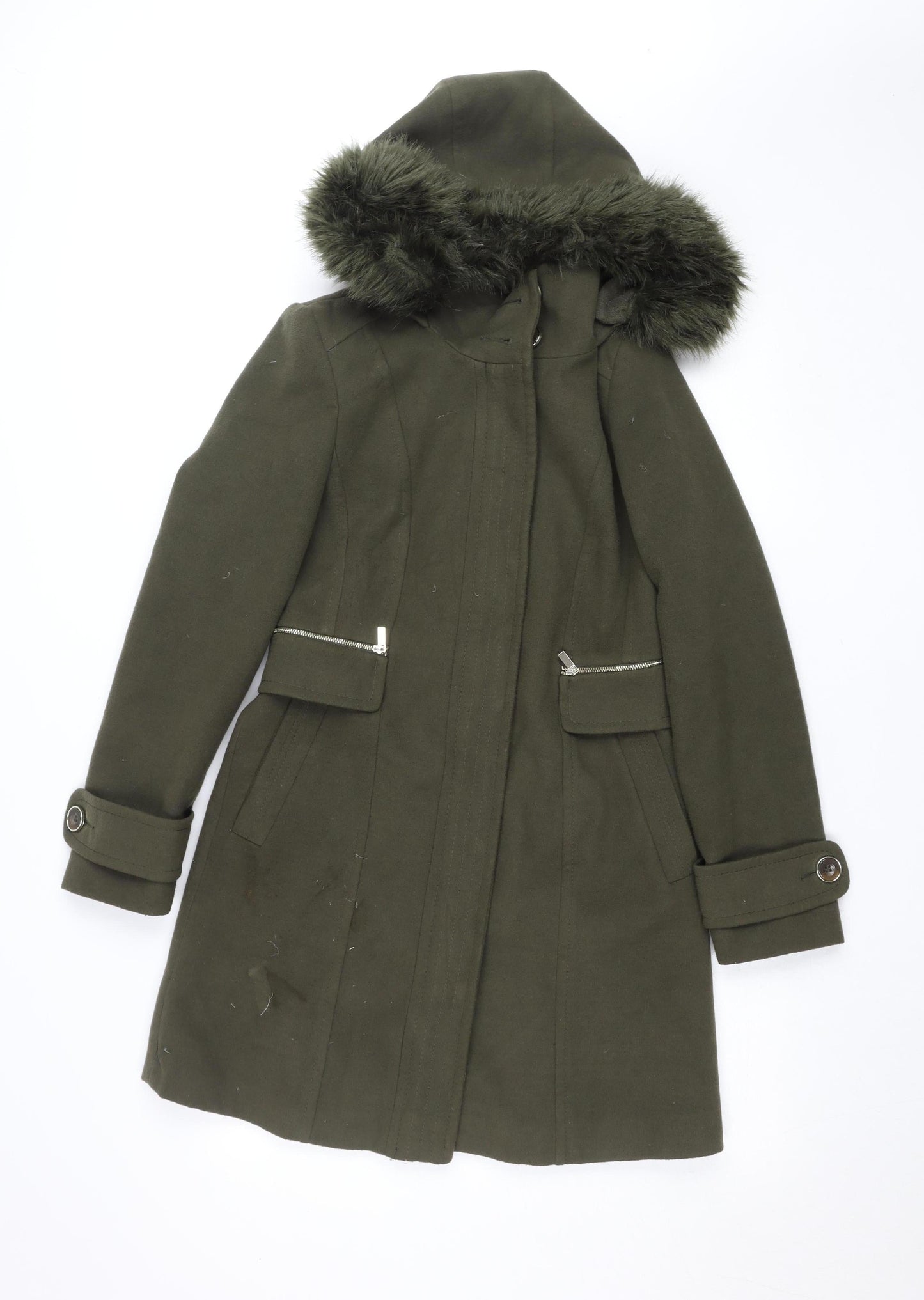 Womens UK Size 8 Wallis Green Parka Coat