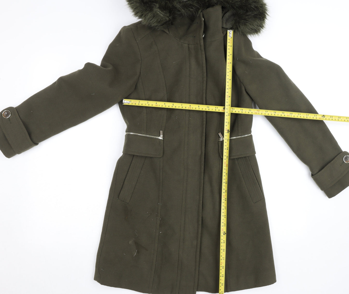 Womens UK Size 8 Wallis Green Parka Coat