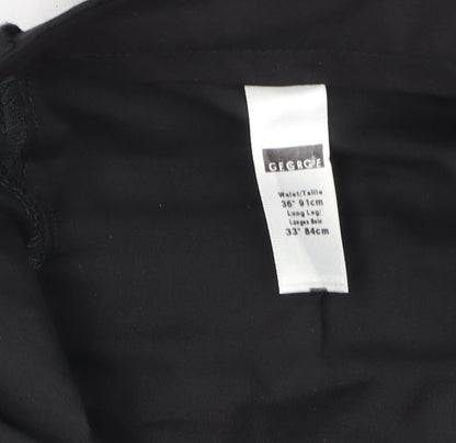 George Men's Black 36W 33L Dress Trousers Satin Stripe Classic Fit