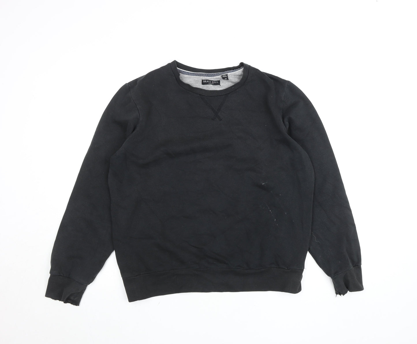 Brave Soul Women’s Black Cotton Blend Pullover Sweatshirt M