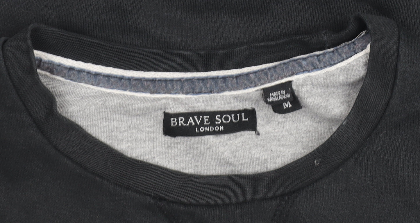 Brave Soul Women’s Black Cotton Blend Pullover Sweatshirt M