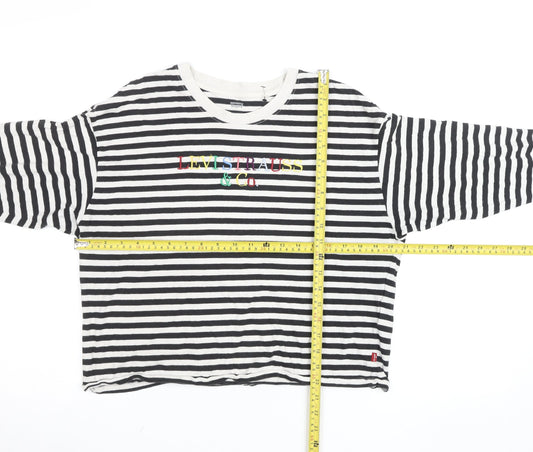 Levi's Women's Black & White Striped Cropped Long Sleeve T-Shirt Size S