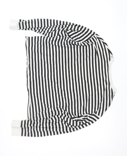Levi's Women's Black & White Striped Cropped Long Sleeve T-Shirt Size S