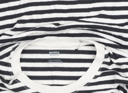 Levi's Women's Black & White Striped Cropped Long Sleeve T-Shirt Size S