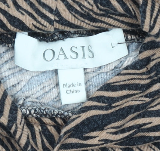 Womens UK Size L Oasis Brown Basic T-Shirt