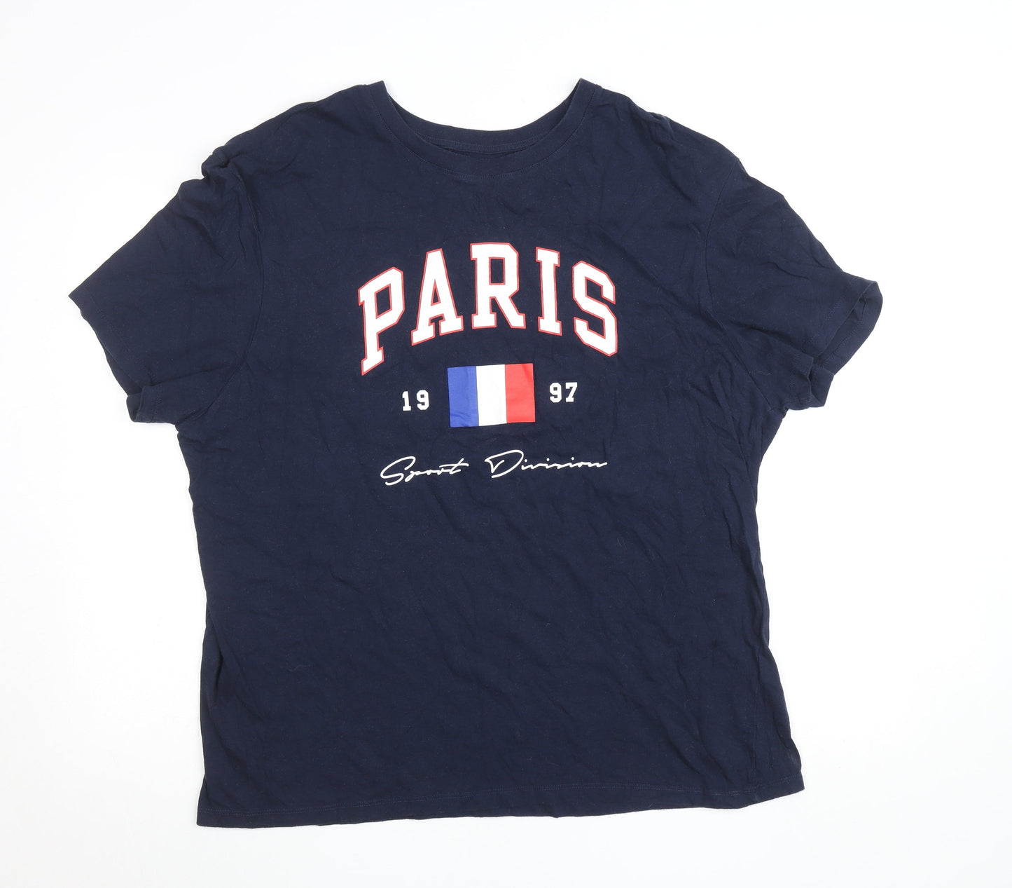 Primark Womens Blue 3XL Basic Paris Print Cotton T-Shirt