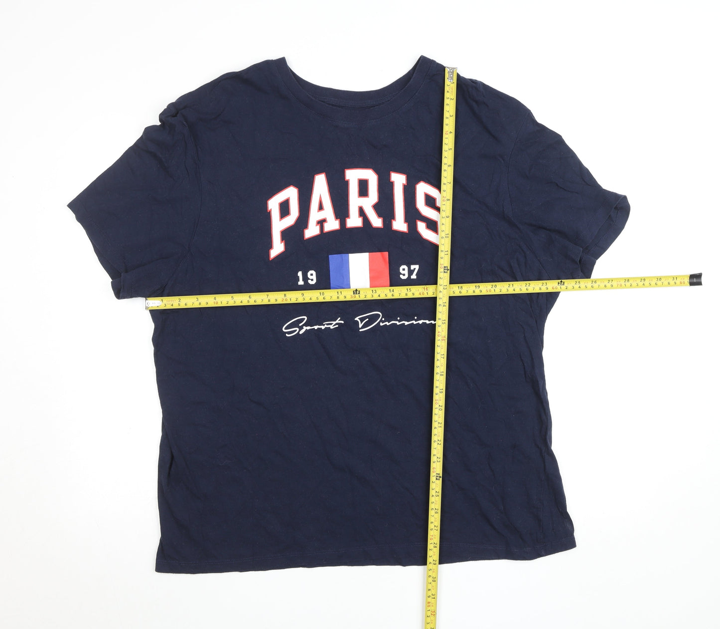 Primark Womens Blue 3XL Basic Paris Print Cotton T-Shirt