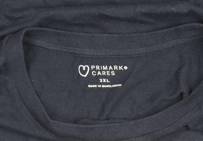 Primark Womens Blue 3XL Basic Paris Print Cotton T-Shirt