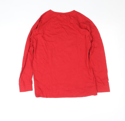 GAP Teens Red Long Sleeve Glitter Star Cotton T-Shirt Size 12