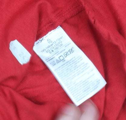 GAP Teens Red Long Sleeve Glitter Star Cotton T-Shirt Size 12