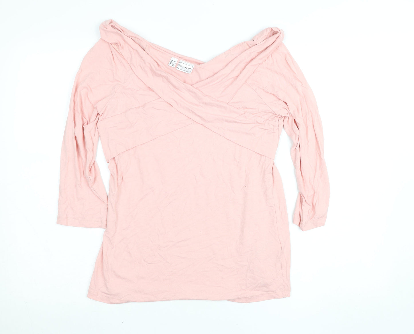 Womens UK Size 12 Bodyflirt Pink Wrap Blouse
