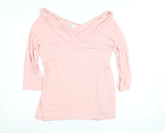 Womens UK Size 12 Bodyflirt Pink Wrap Blouse