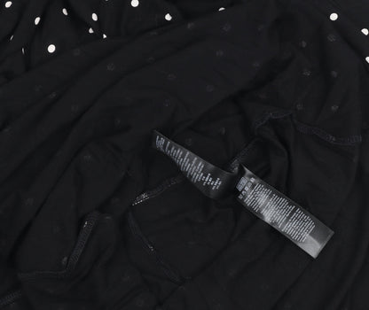 Miss Selfridge Women Black Polka Dot V-Neck Fit & Flare Dress Size 8