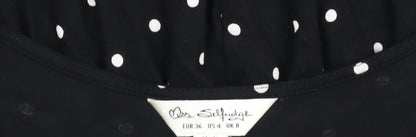 Miss Selfridge Women Black Polka Dot V-Neck Fit & Flare Dress Size 8
