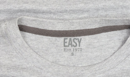 Easy Mens Grey Long Sleeve Graphic Crew Neck Cotton Top Size S