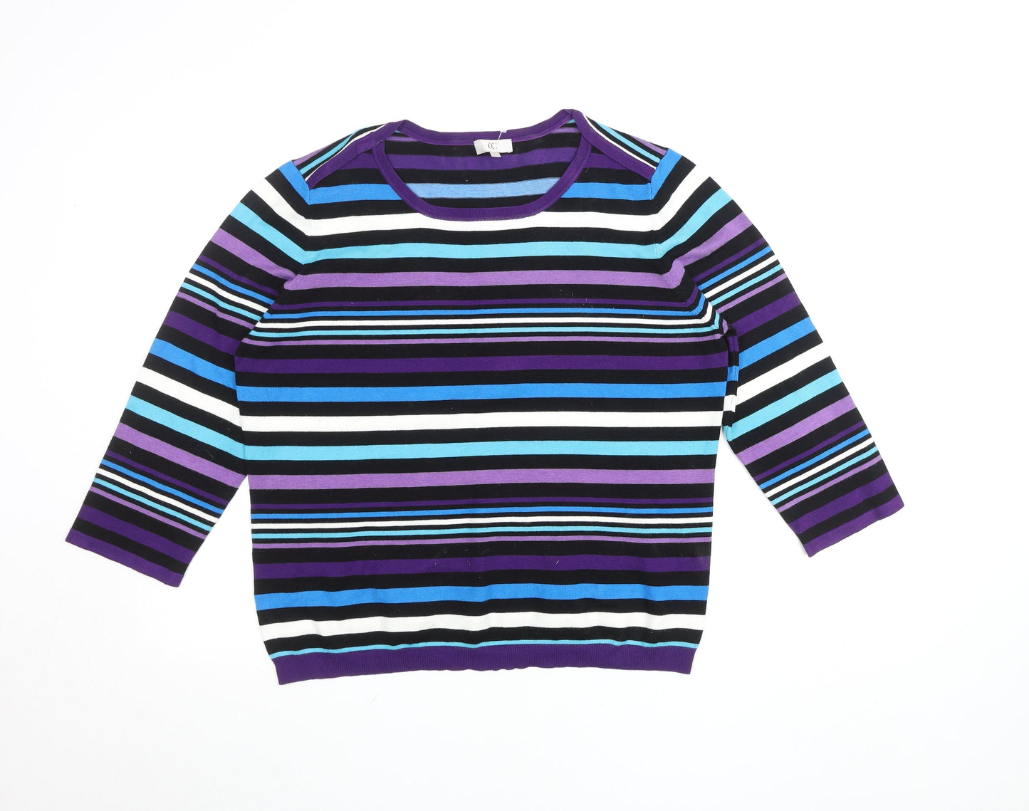 CC Women’s Multicoloured Striped Crew Neck Pullover Jumper XL