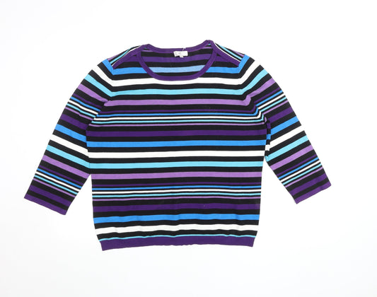 CC Women’s Multicoloured Striped Crew Neck Pullover Jumper XL