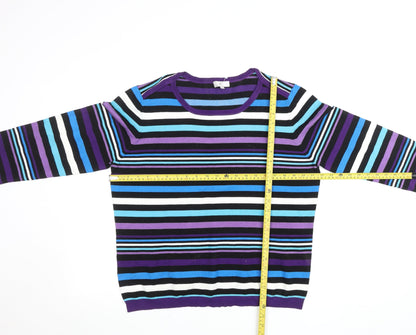 CC Women’s Multicoloured Striped Crew Neck Pullover Jumper XL