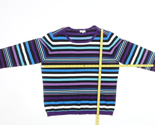CC Women’s Multicoloured Striped Crew Neck Pullover Jumper XL