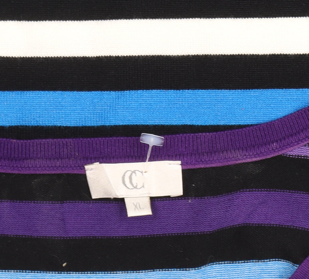 CC Women’s Multicoloured Striped Crew Neck Pullover Jumper XL