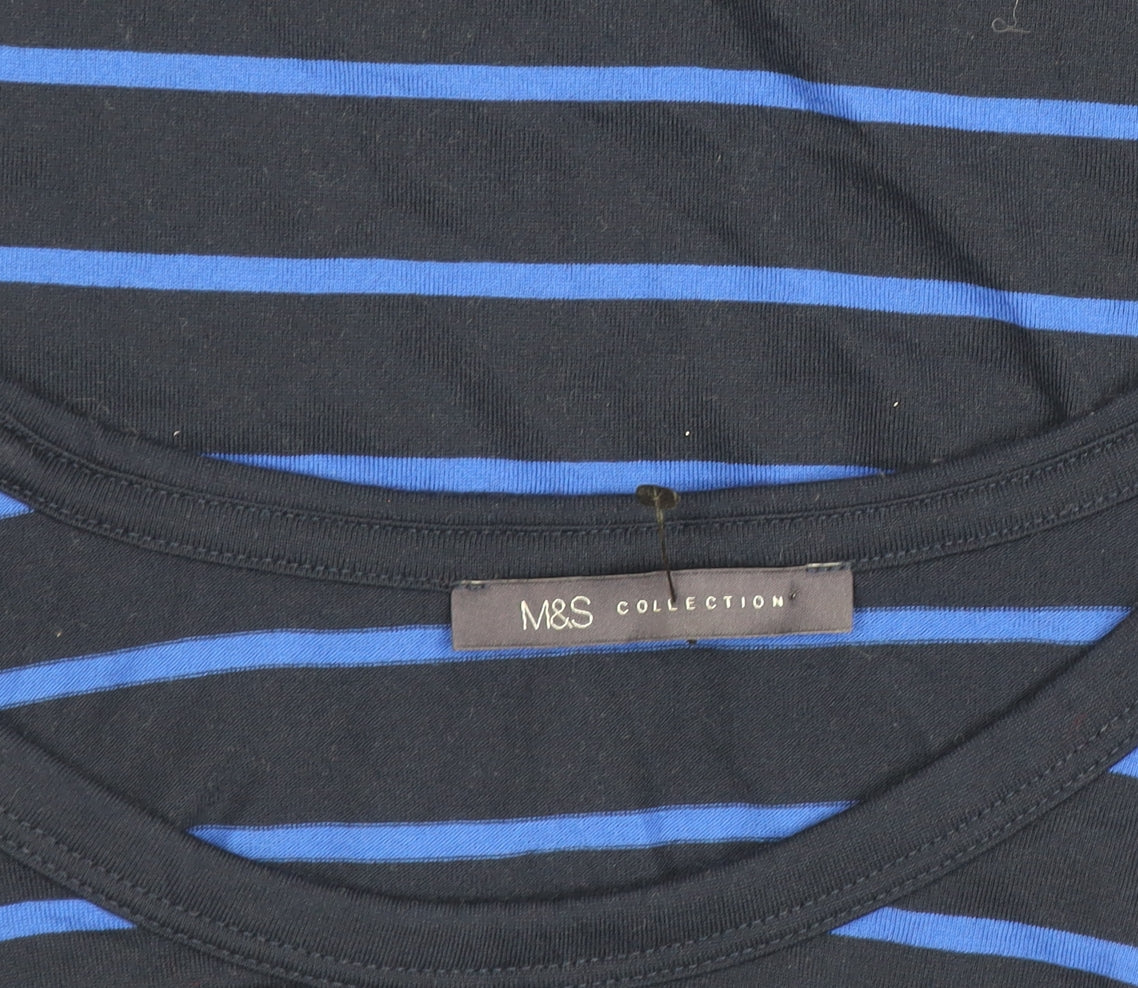 Womens UK Size 8 Marks and Spencer Blue Basic T-Shirt