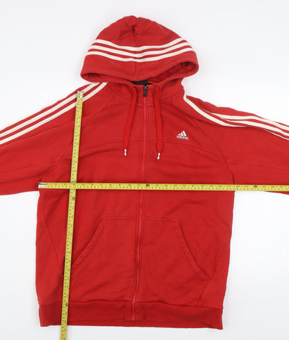 Adidas Men's Red XL Track Jacket Hooded Full Zip Performance Essentials