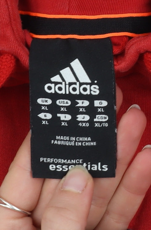 Adidas Men's Red XL Track Jacket Hooded Full Zip Performance Essentials