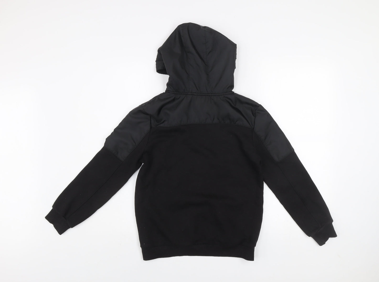 Primark Boys Black 10-11 Years Pullover Hoodie with Zip Pocket