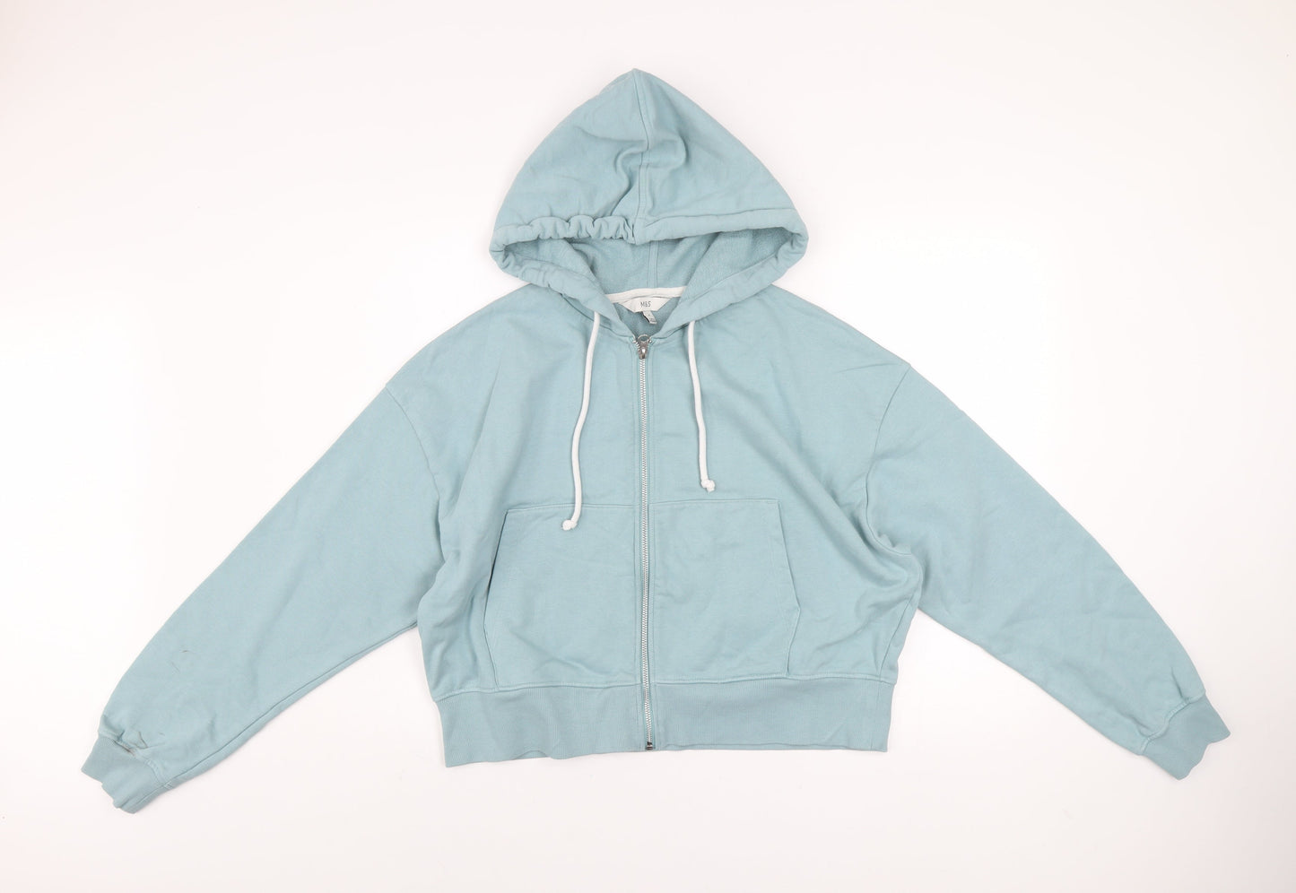 Marks and Spencer Womens Blue Cropped Zip Hoodie Jacket Size M