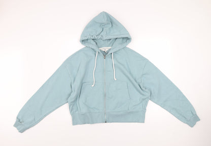 Marks and Spencer Womens Blue Cropped Zip Hoodie Jacket Size M