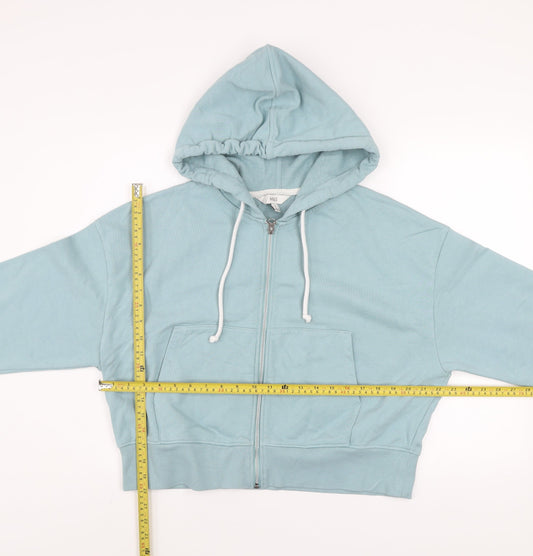 Marks and Spencer Womens Blue Cropped Zip Hoodie Jacket Size M