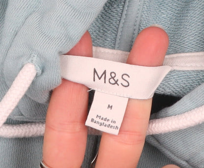 Marks and Spencer Womens Blue Cropped Zip Hoodie Jacket Size M